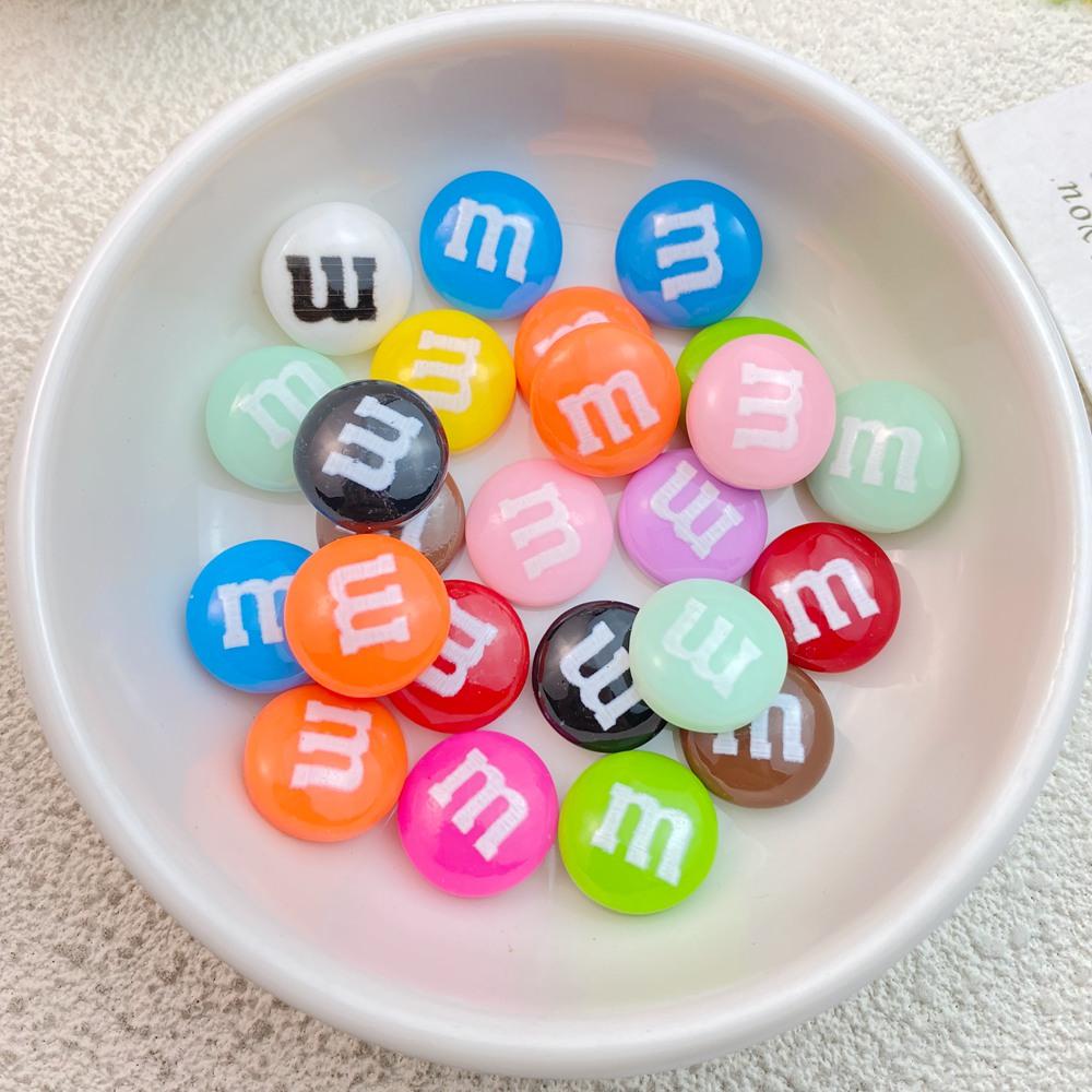 20Pcs New Cute Resin Cartoon Circular Letter M Flat Back Home Decor Ornament Jewelry Making   Accessories