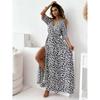 Vestito Donna Leopardato Off-the-Shoulder Sexy Estivo Manica Corta Abito da Sera Donna Elegante Vita Alta Abiti da Festa Nuovi
