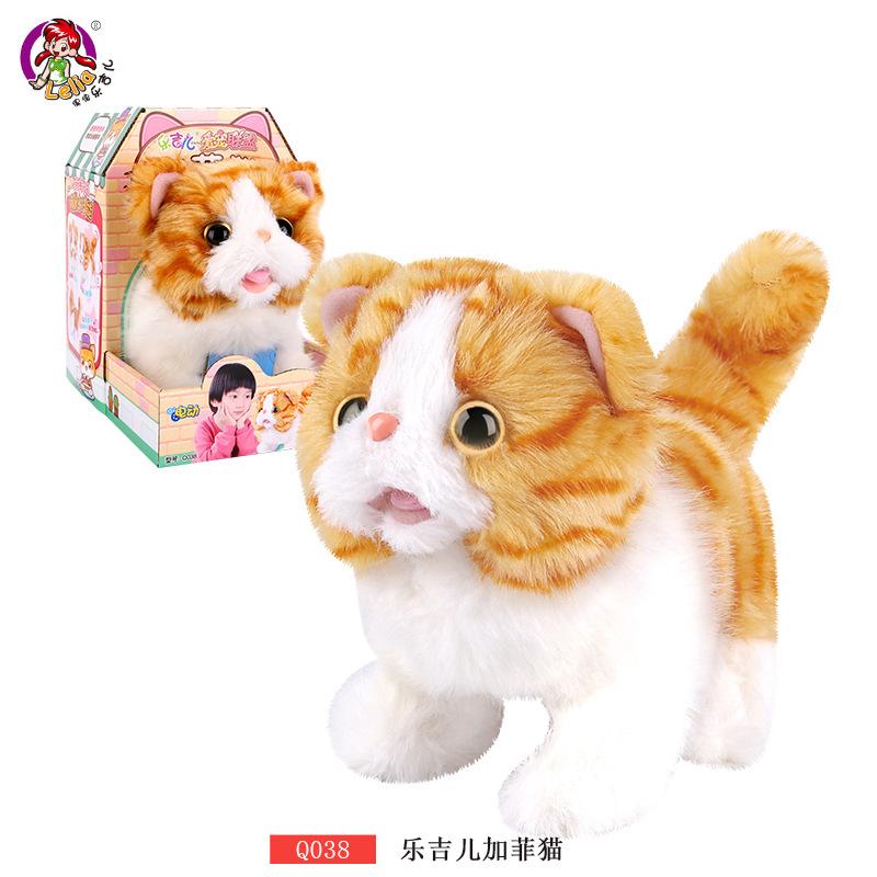 

Le Jier Electric Cat Simulation Персидский кот Гарфилд Кот ходит и зовет питомца Плюшевая игрушка Маппет-девочка оранжевый