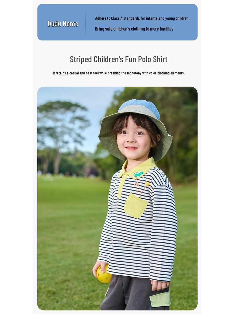 Dudu House Kids' Cotton Polo Shirt: 2026 Long-Sleeve T-Shirt for Boys & Girls