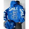 European and American Men's Autumn Fashion Letter Teddy Bear Print Soft and Comfortable Hooded Sweatshirt Outdoor Street Top