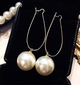 

Korea Simple Net Red Wild Crystal Imitation Pearl Earrings Zircon Long Temperament High Quality Earrings For Women Brincos золотой