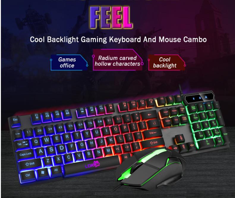 Redikai 832 USB Keyboard and Mouse Set - Luminous Gaming Kit with Colorful Backlight