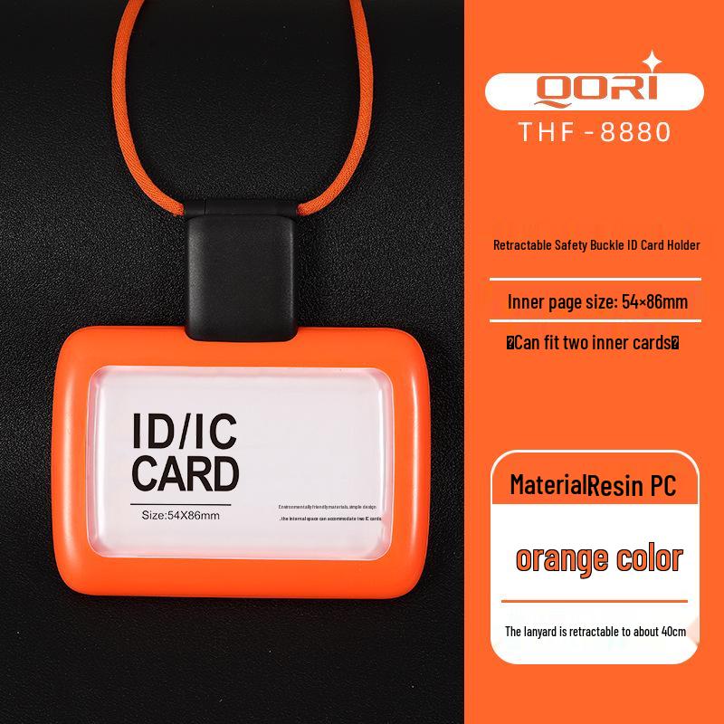 Korean-Japanese Style Retractable Lanyard ID Card Holder оранжевый