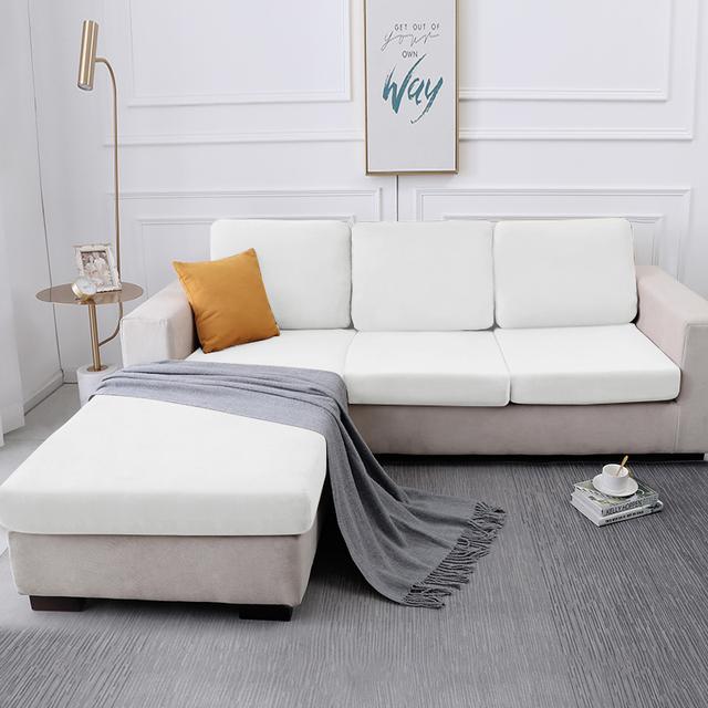 

Бархатные чехлы для диванных сидений для гостиной, подушки, шезлонг, роскошная угловая мебель, чехлы для дивана, L-образная форма KB 60-90cm белый