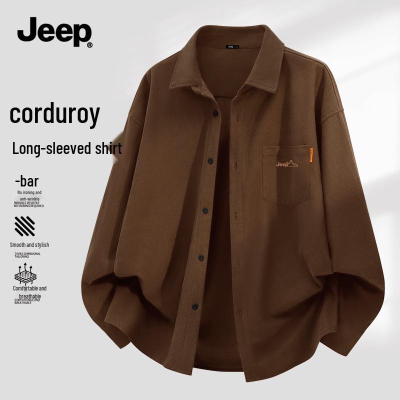 Jeep Men s Casual Corduroy Long-Sleeve Shirt 4XL