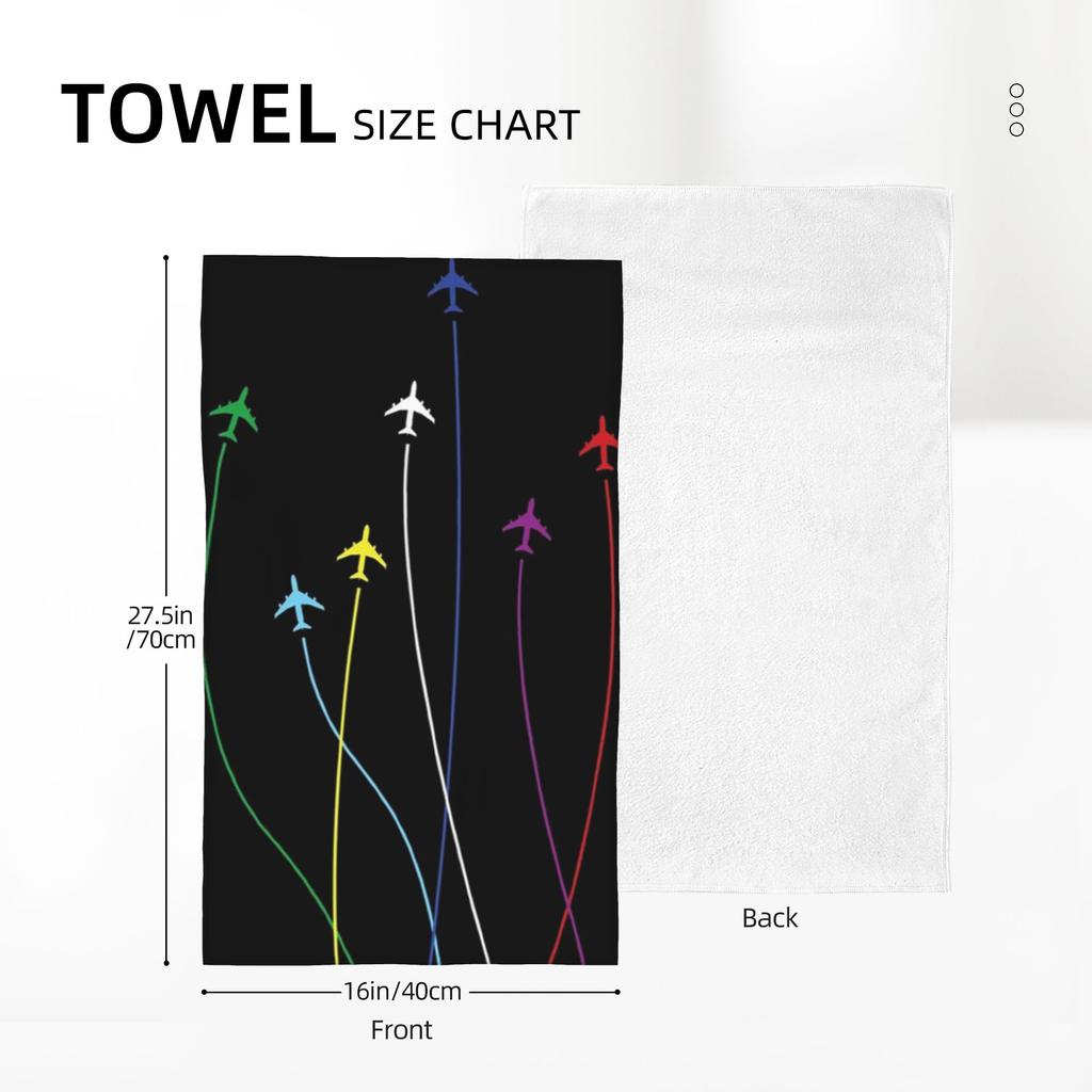 Rainbow airplanes flying on eachother Soft Face Towel Quick Dry Pool Bath Cotton Towels Absorbent Quick