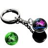 Kulatý svítící krystal zvěrokruhu Keychain - Panna & Lev
