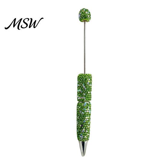 Beaded Ballpoint Pen Diamond Beadable Pens, Bling Rhinestone DIY Bead Pen, Crystal Shaft Retractable Twist Black Ink Pens for Decorations Office