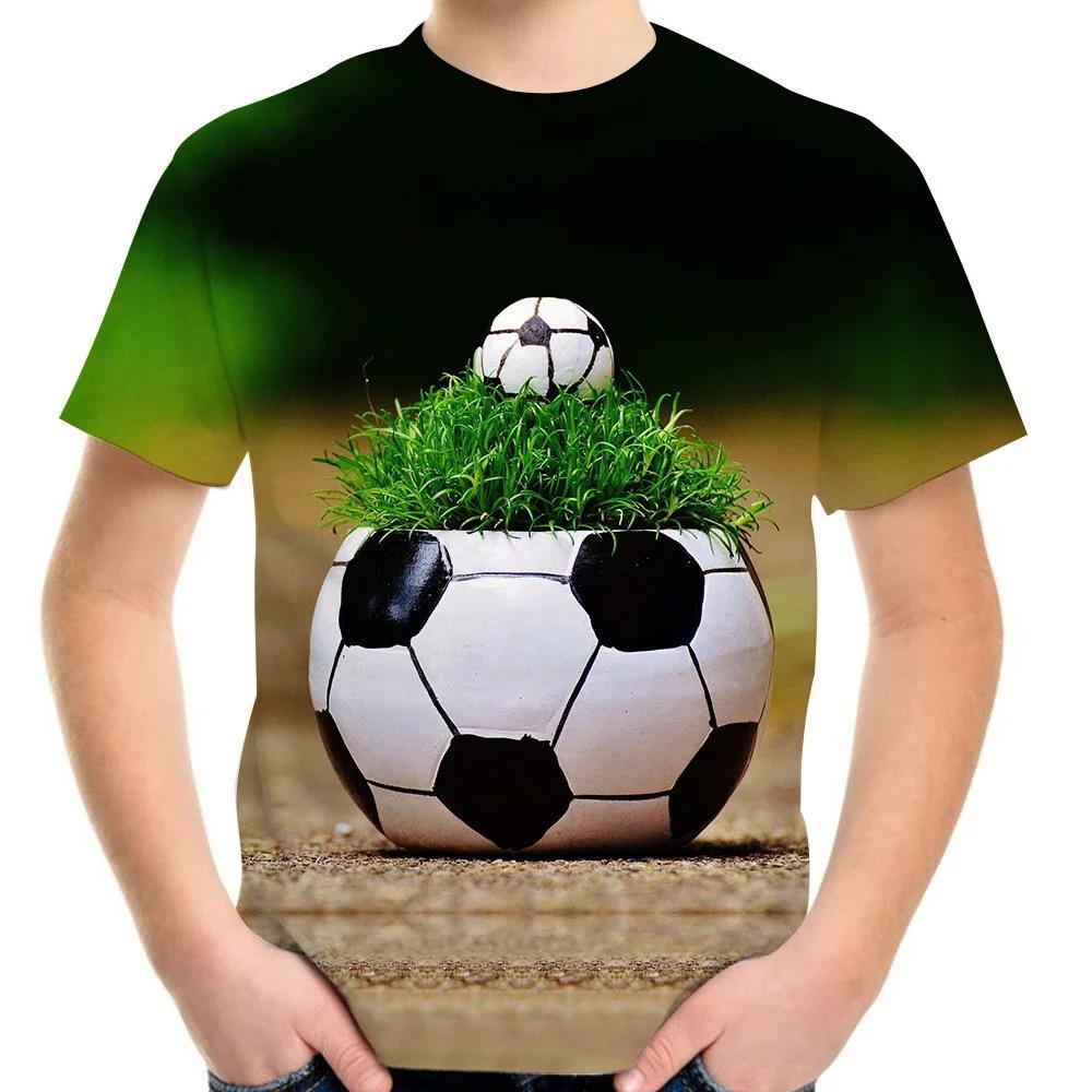 Football Pattern 3D Digital Printed Children's Casual Short Sleeved T-shirt