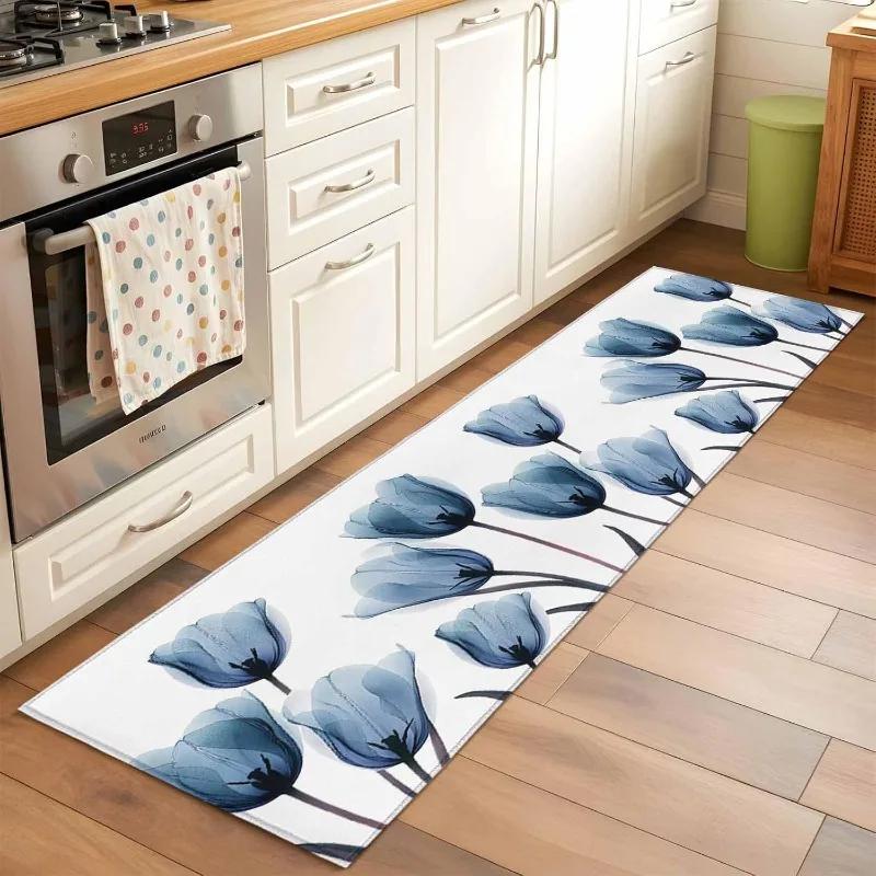 Bohemian Blumenläufer Teppiche Buntes Blumenmuster Teppich Frisches Natürliches Design Lange Bodenmatte für Schlafzimmer Küche Waschküche Dach
