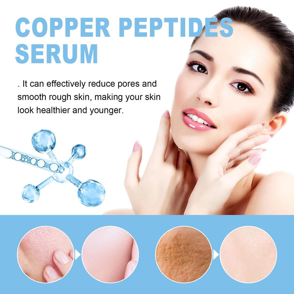 Copper Peptide Serum Anti Aging Fade Fine Lines Pore Shrinking Smoothing Firming Hydrating Hyaluronic Acid Moisturizing Essence