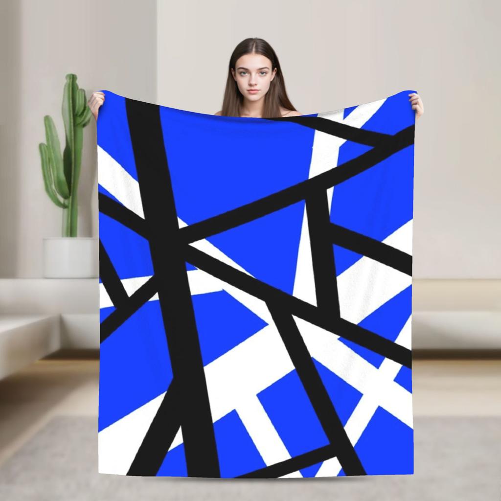 Warm Cozy Blankets Plane Travel Van Halen Blue Rock Stripes Throw Blanket Graphic Bedspread For Sofa Home