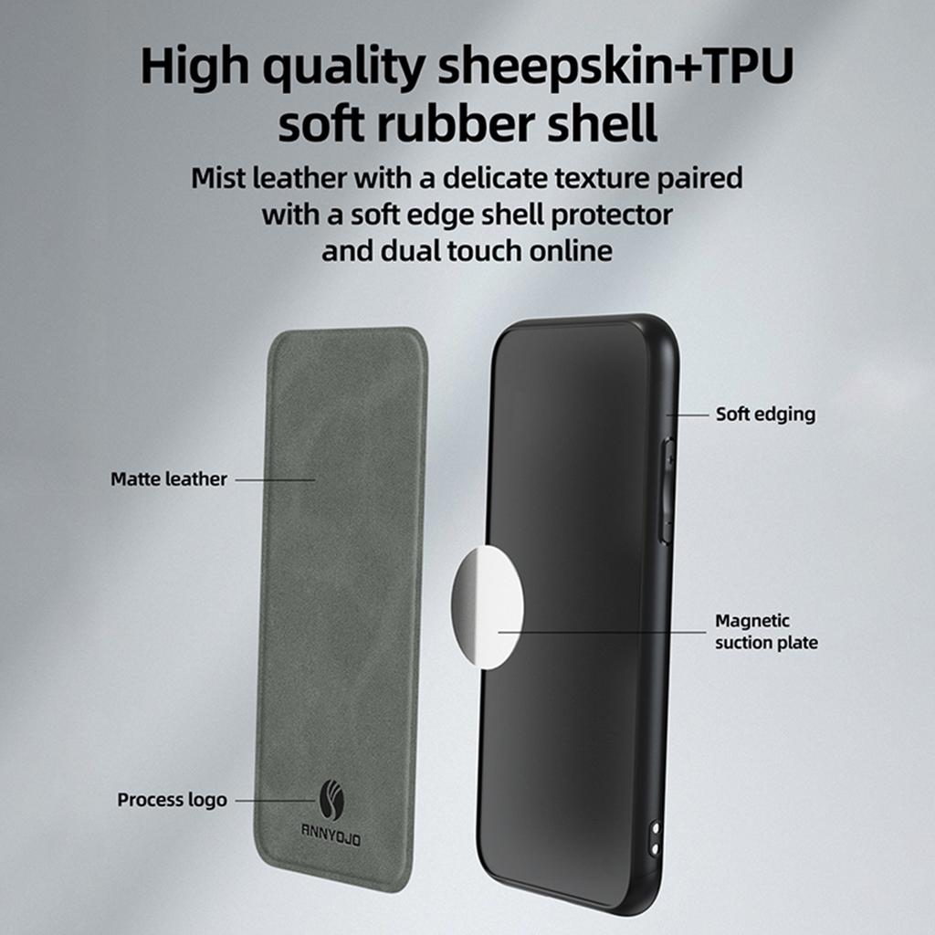 ANNYOJO For iPhone 15 Pro Case Scratch Proof PU Leather+PC+TPU Phone Cover