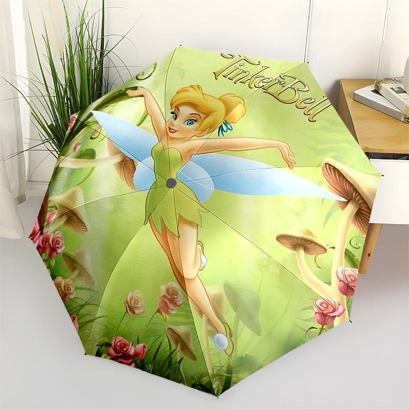 Tinker Bell, Fairy Automatic Opening and Closing Umbrella, Compact Travel Umbrella, Lightweight and Portable, Suitable for Beach Commuting B