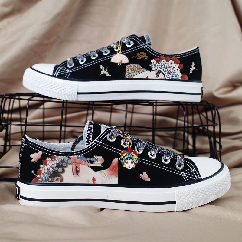 

Роскошные летние низкие повседневные парусиновые туфли в китайском стиле для пар 2024 года, новые студенческие универсальные спортивные туфли Mandarin Duck 39 чёрный