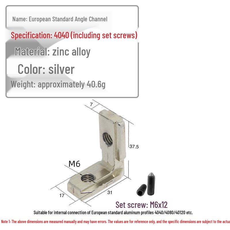 European Aluminum Profile Accessories: Silver Internal Corner & Black Right Angle Connector