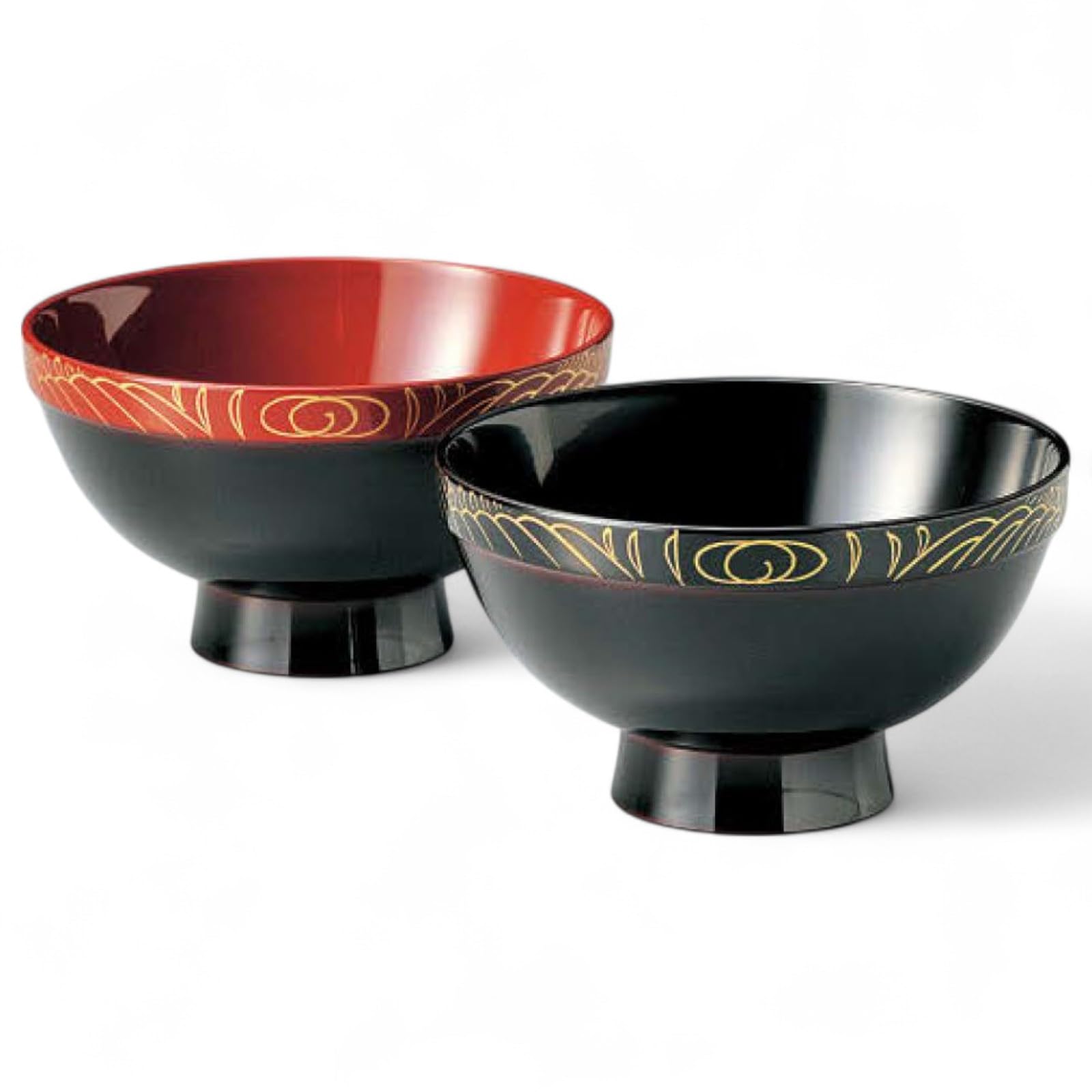

Set of 2 Lacquerware Made in J-kitchens Bowls, Hand-Painted, Japan, PID-529074