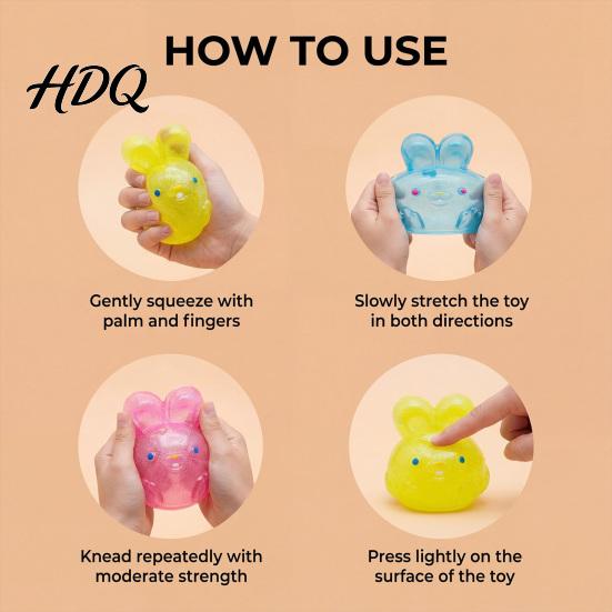 Decompression Toy for Adults Bunny Jelly Squeeze Toy Portable Soft TPR Stress