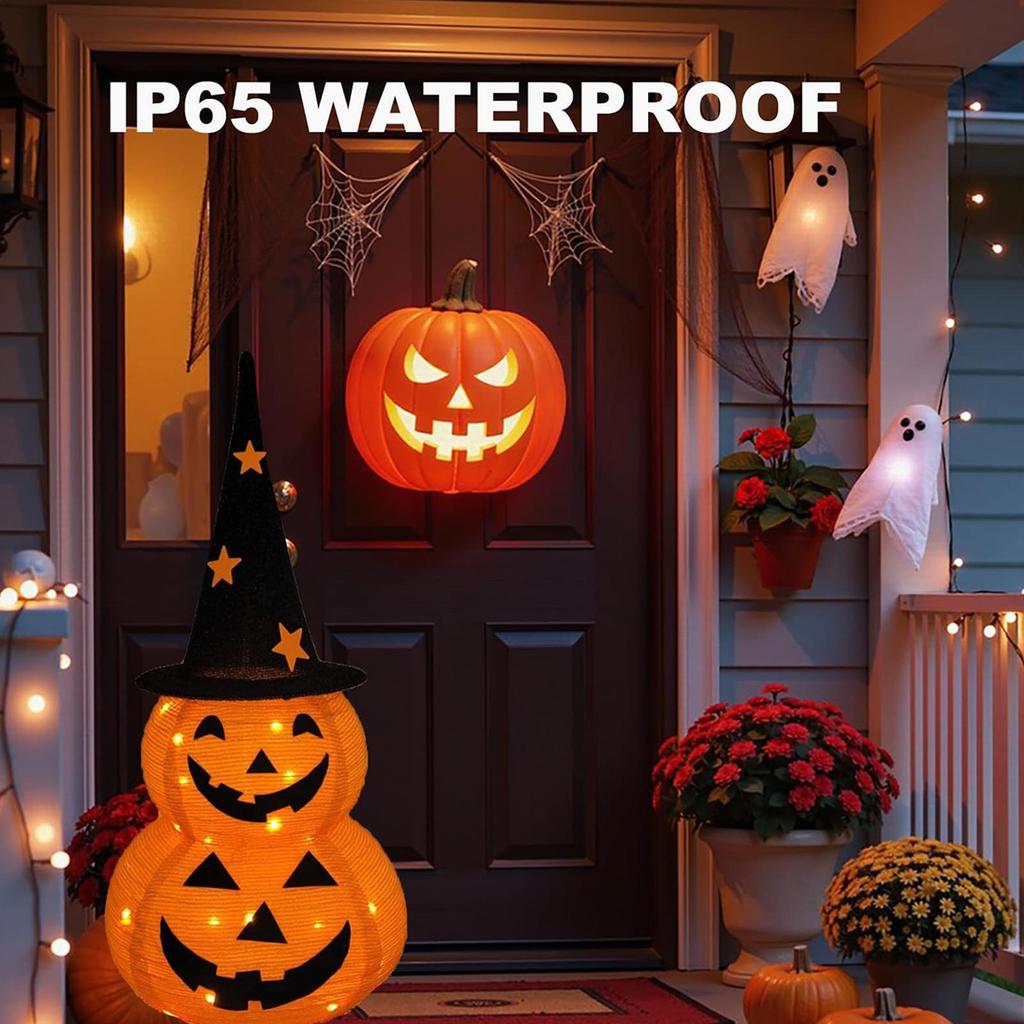 Halloween LED Pumpkin Lights Bedside Decor Pumpkin Light With Black Top Hat Thanksgiving Fall Decorations LED Lamp With 8 Modes
