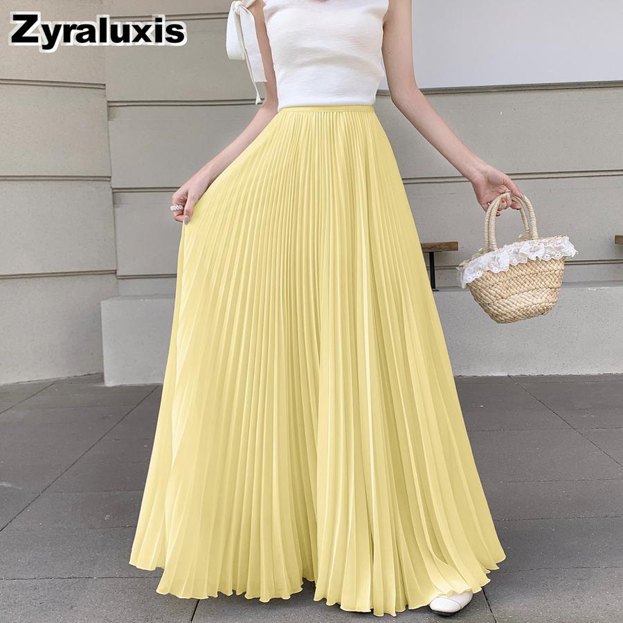 Gentle Breeze Maxi Chiffon Midi A-Line Skirt for Women Summer New Arrivals Casual Over-the-Knee Ruffles Dress