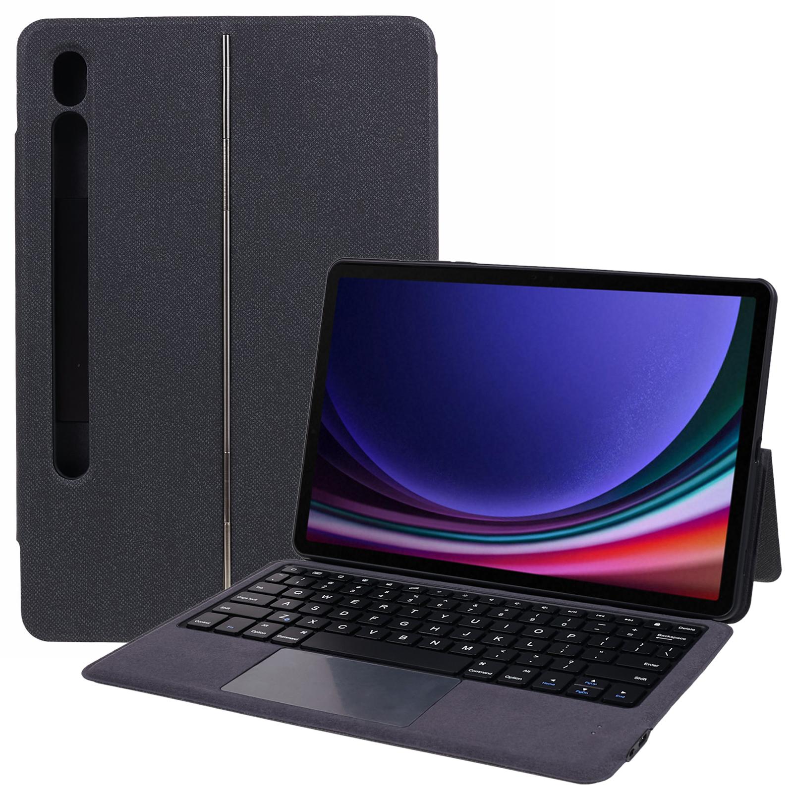 

For Samsung Galaxy Tab S10 FE/S10/S9 FE/S9 Leather Case+Touchpad Bluetooth-Compatible Keyboard with Backlit A