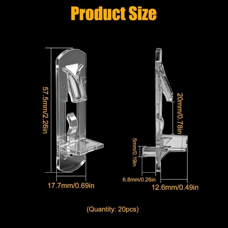 60pcs Plastic Shelf Brackets Compatibility with 3/4 In Thick Boards for Cabinet Shelves Features 5mm Diameter Holes