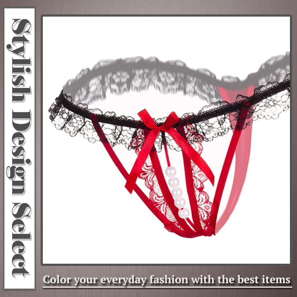 ONE LIMITATION Ruffled Pearl Sexy Underwear for PTS019S3 of T-Back 3-Piece Set, Women, (Set 3)