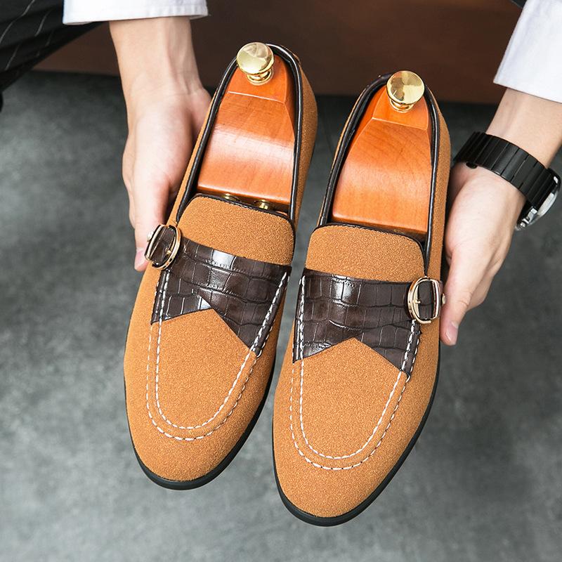 

Мужские кожаные туфли большого размера, осенние новые повседневные бизнес-лоферы на одной педали в британском стиле, туфли Doudou 46 коричневый