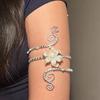 Adjustable Flower Cuff Bracelet Gold Color Metal Open Arm Ring Spiral Arm Bracelet  Exotic Style