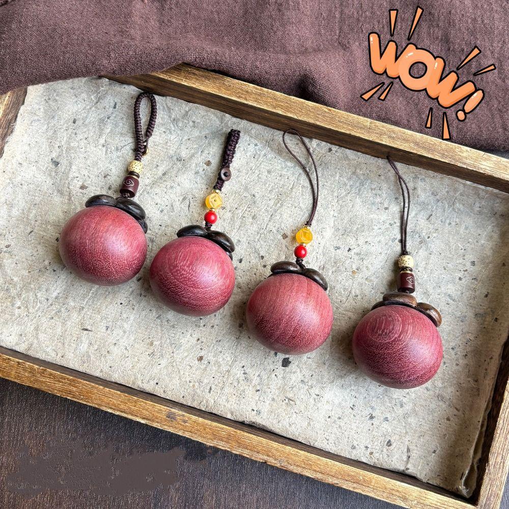 Strawberry Wooden Pendant Phone Chain Mangosteen Car Keyring Cute Sandalwood Keychain  Men