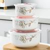 Three-piece Set, Bone China Food Container, Ceramic Salad Bowl, Lunch Box , Kitchen Ceramic Bowl Sets, Porcelain Mixing Bowl