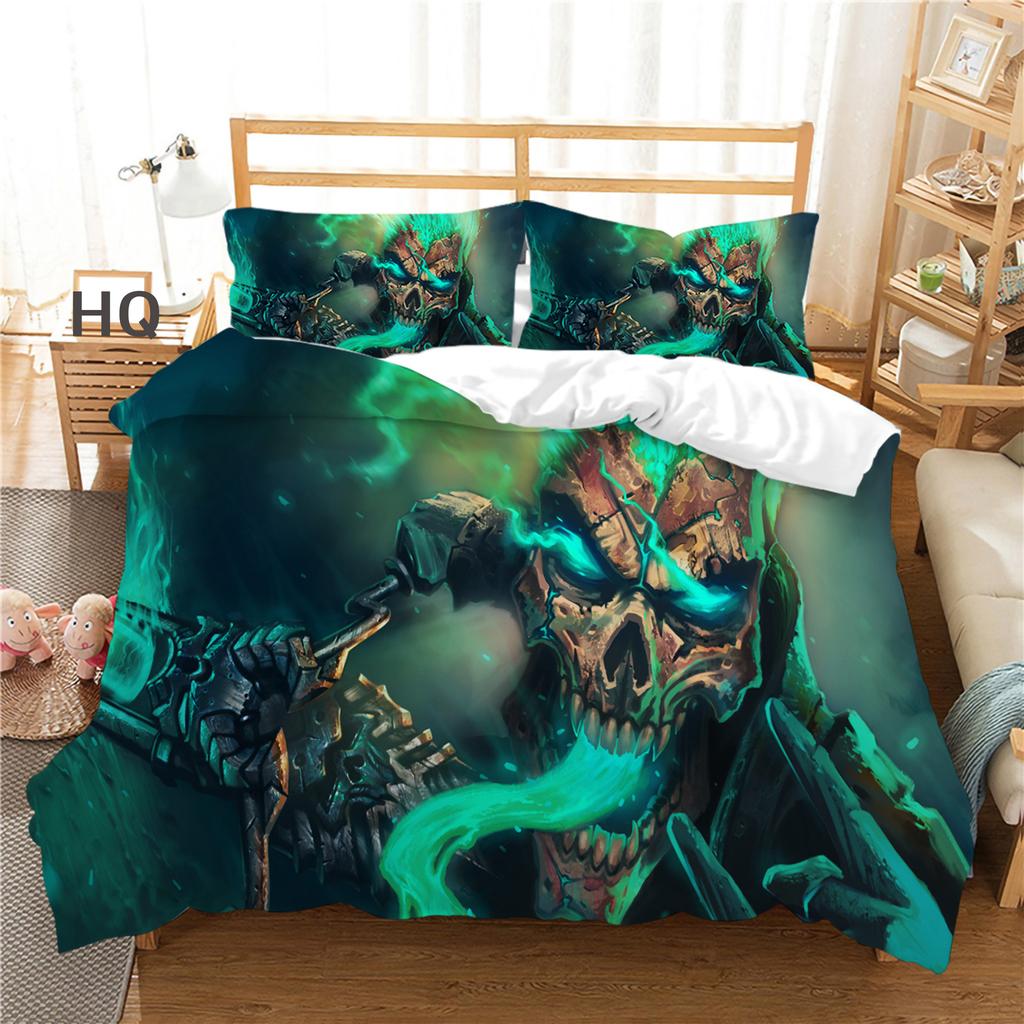 3D Digital Printed Bedding Set, Black Skull Head Series Bedding Cover, Pillowcase, Duvet Cover, AU240 * 270, Extra Large Home Decoration