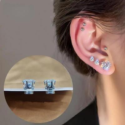 1Set  Simple Magnetic Earrings Ear Studs For Men Women Zircon Ear No Piercing Jewelry Gift