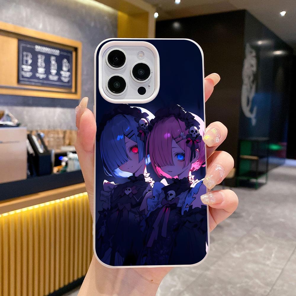 ReZero Rem Ram Jelly Double layer White Mobile Phone Case for iPhone 17 16 15 14 13 12 11 Air Pro Max Plus Protective
