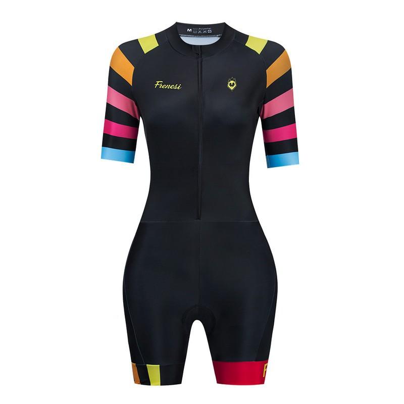 Tuta da Triathlon da Donna Manica Lunga Pantaloncini Corti Ciclismo Corsa