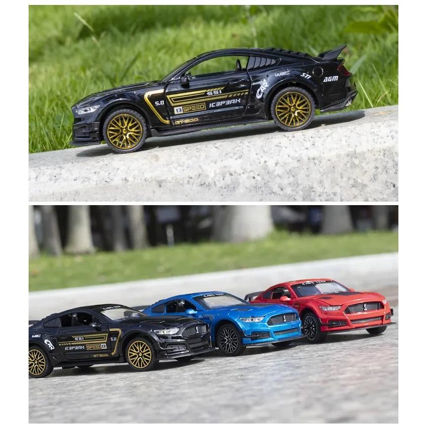 1/32 Ford Mustang GT500 Supercar Alloy Car Model Sound Pull Back Car 4 Open Door Children's Gifts Toy
