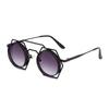 Punk Stijl Metalen Frame Zonnebril Zeshoekige Oogbescherming Zwarte Glazen Anti-UV 400 Reisaccessoires Retro Zonnebril