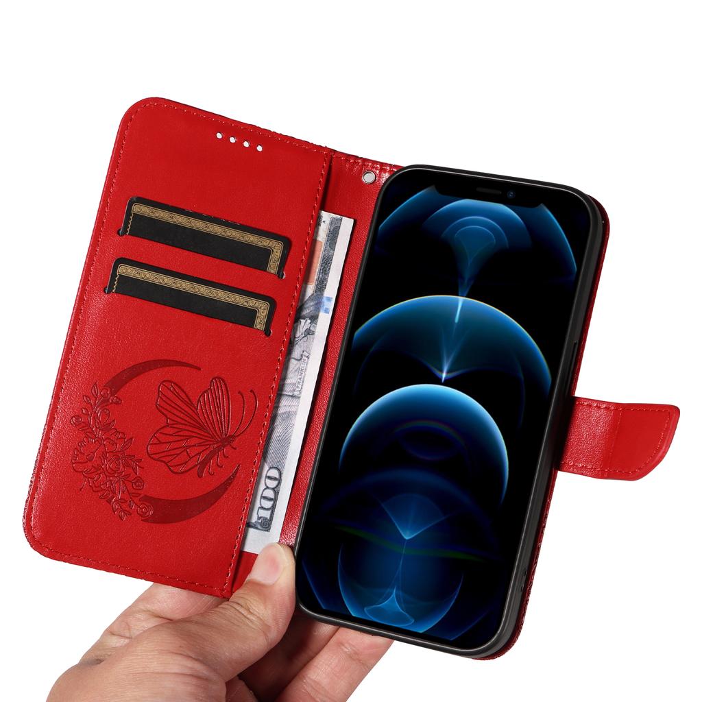 For iPhone 13 Pro Leather Case Butterfly Imprinted Stand Wallet Phone Cover