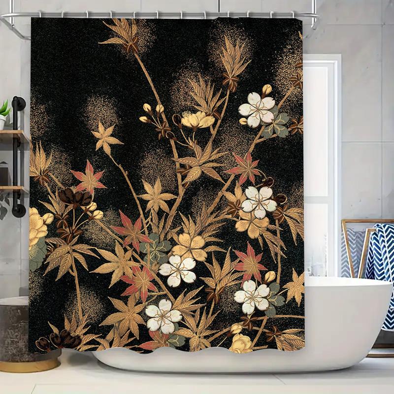 

Artistic Shower Curtain Watercolor Floral Design For Bathroom Decorations High-Quality Stain Glass Look Fabric 72 X 78 Inches W60H190(CM)-1 Pcs