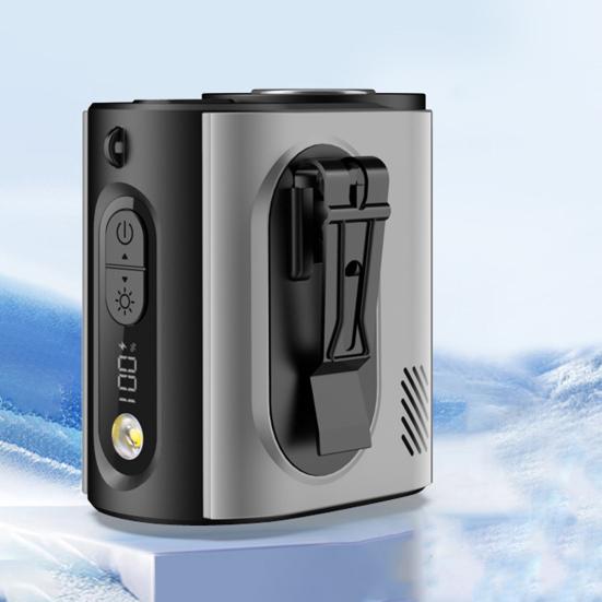 Portable Clip-on Fan with LED Fan Adjustable Wind Light Wearable Waist Speed Semi-Cooling Fan for Outdoor