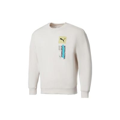 Puma Logo Print Crewneck Sweatshirt Men Tops White 536303-65