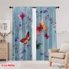 2pcs 2D flat printing Curtain Vintage Butterfly Floral Watercolor Digital Printed Polyester Drapes Festive Wall Decor Use for