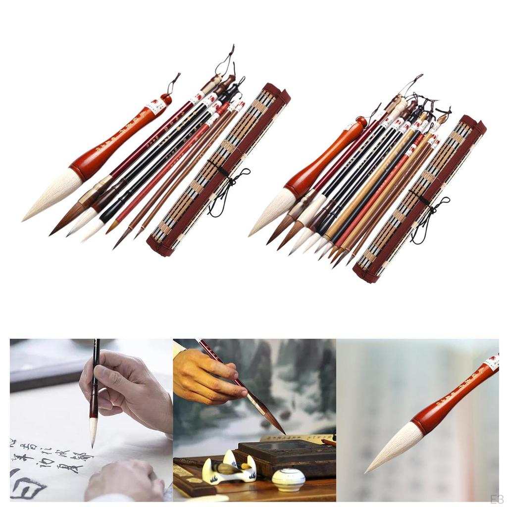 Asian Art Brush Set with Portable Holder - Perfect for and Sumi Painting