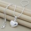 hot sale Silver color Solid Heart Necklace 18-30 Inch Snake Chain For Women Girl Wedding Charm Fashion Jewelry luxury