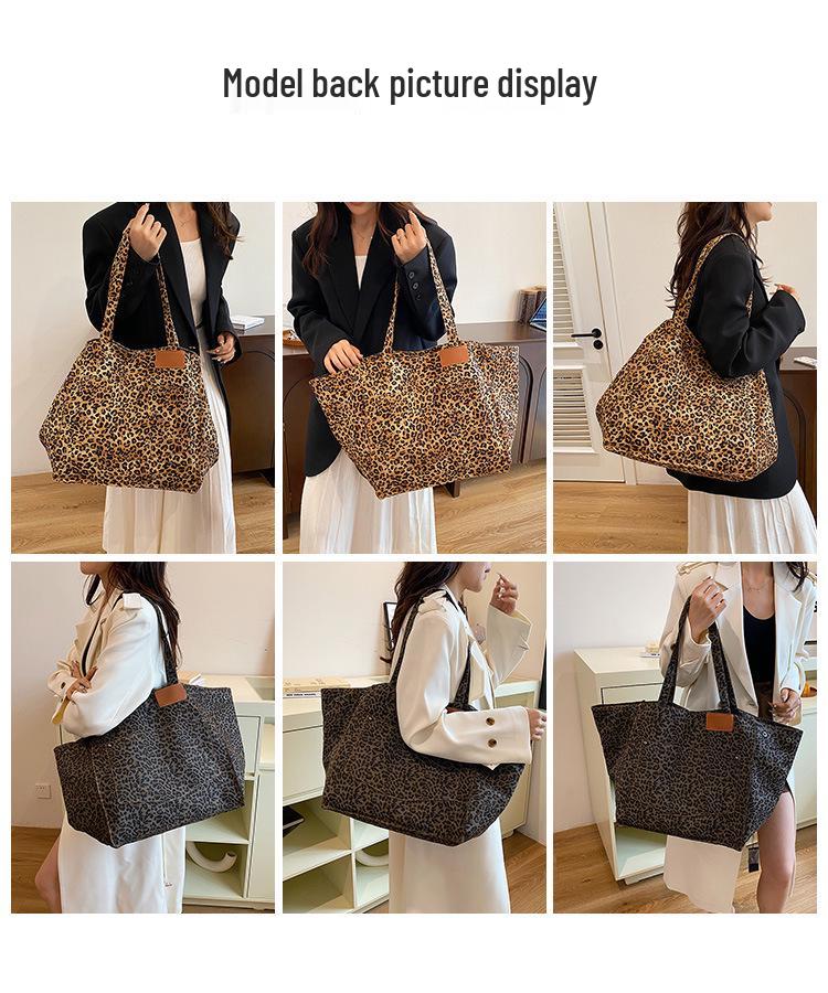 European & American Retro Leopard Print Shoulder Bag - Large Capacity, Stylish Mommy Tote