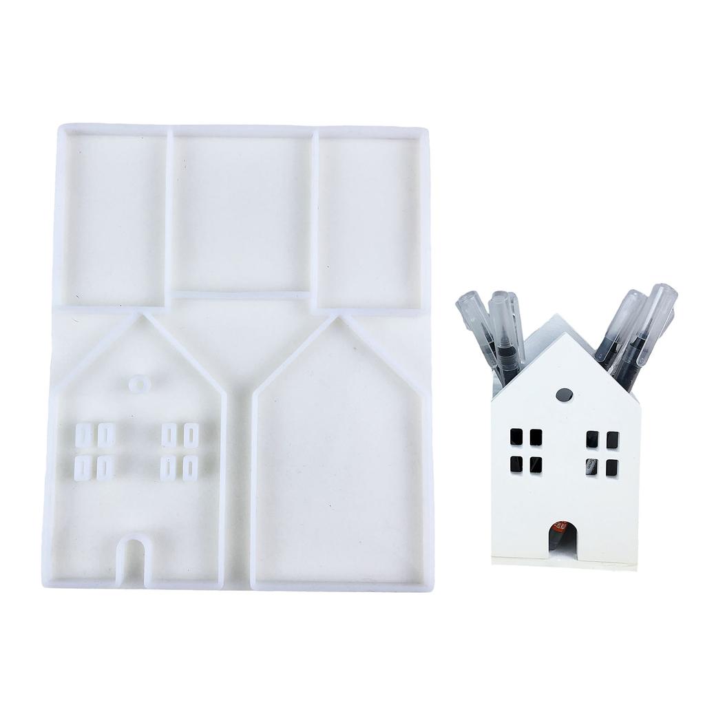 Desk Ornament Mould Silicone Mold for Miniature House Shaped Pen Holder Decoration Gypsum Mold Jewelry Making Supplies