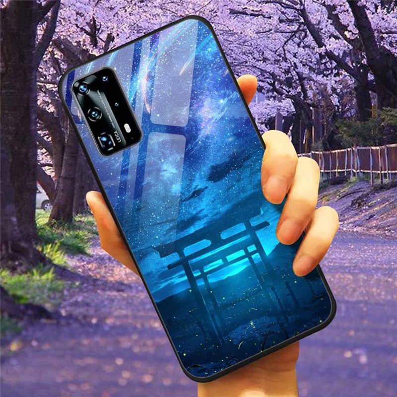 For Huawei P40 Lite / P40Pro Case P 40 Tempered Glass Starry Marble Hard Back Cover for Huawei P40 Pro / P40Lite E Cases Coque