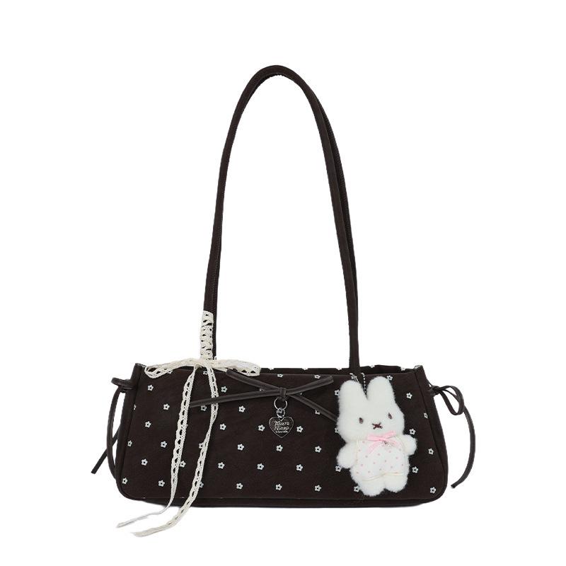 Korean Chic Bow Polka Dot Baguette Bag - Stylish Women's Shoulder & Handheld Bag