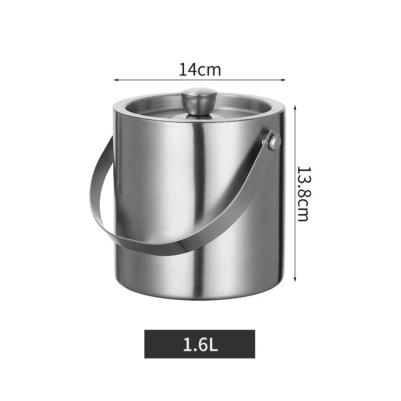 Stainless Steel Double Walled Ice Bucket Beverage Tub Cooler Bucket Comfortable Carry Handle for KTV Bar Whiskey Beer Tools